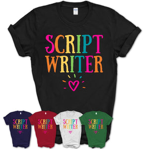 Script Writer Rainbow Lettering Heart Shirt, Employee Appreciation Gifts