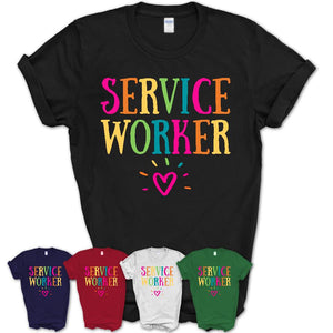 Service Worker Rainbow Lettering Heart Shirt, Employee Appreciation Gifts