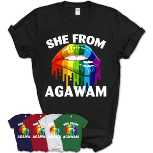 She From Agawam Massachusetts T-Shirt LGBT Pride Sexy Lips Gift Shirt