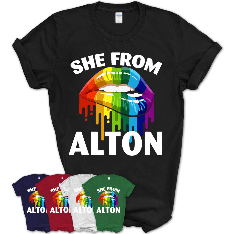 She From Alton Illinois T-Shirt LGBT Pride Sexy Lips Gift Shirt