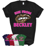 She From Beckley West Virginia Gift Cheetah Leopard Sexy Lips Shirt