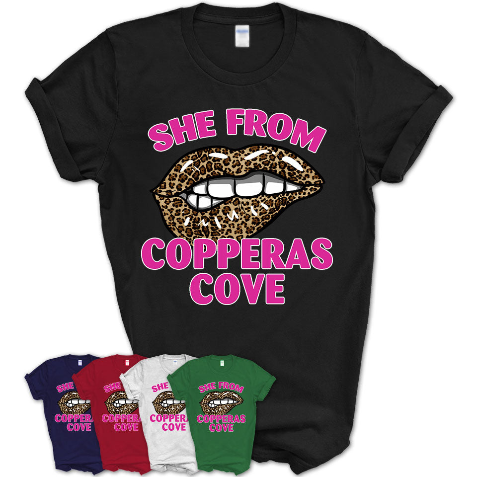 She From Copperas Cove Texas Gift Cheetah Leopard Sexy Lips Shirt