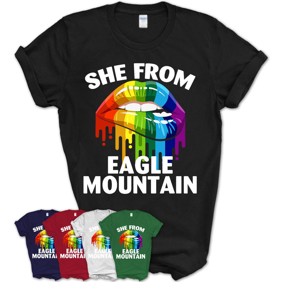 She From Eagle Mountain Utah T-Shirt LGBT Pride Sexy Lips Gift Shirt
