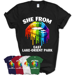 She From East Lake-Orient Park Florida T-Shirt LGBT Pride Sexy Lips Gift Shirt