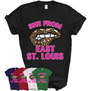 She From East St. Louis Illinois Gift Cheetah Leopard Sexy Lips Shirt