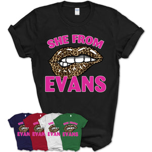 She From Evans Georgia Gift Cheetah Leopard Sexy Lips Shirt