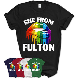 She From Fulton Missouri T-Shirt LGBT Pride Sexy Lips Gift Shirt