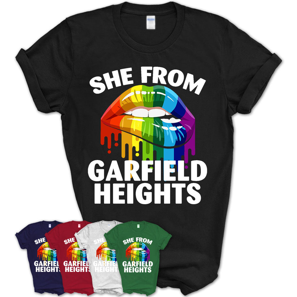 She From Garfield Heights Ohio T-Shirt LGBT Pride Sexy Lips Gift Shirt