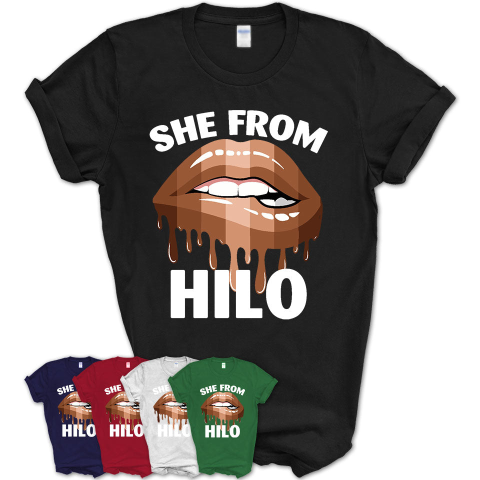 She From Hilo Hawaii T-Shirt Black Lives Matter Sexy Lips Girl Shirt