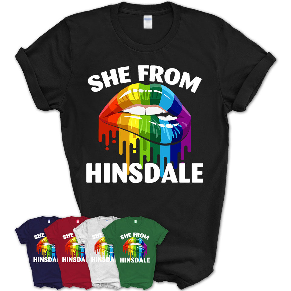 She From Hinsdale Illinois T-Shirt LGBT Pride Sexy Lips Gift Shirt