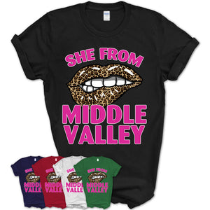 She From Middle Valley Tennessee Gift Cheetah Leopard Sexy Lips Shirt