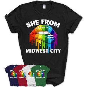 She From Midwest City Oklahoma T-Shirt LGBT Pride Sexy Lips Gift Shirt