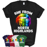 She From North Highlands California T-Shirt LGBT Pride Sexy Lips Gift Shirt