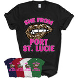 She From Port St. Lucie Florida Gift Cheetah Leopard Sexy Lips Shirt