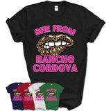 She From Rancho Cordova California Gift Cheetah Leopard Sexy Lips Shirt