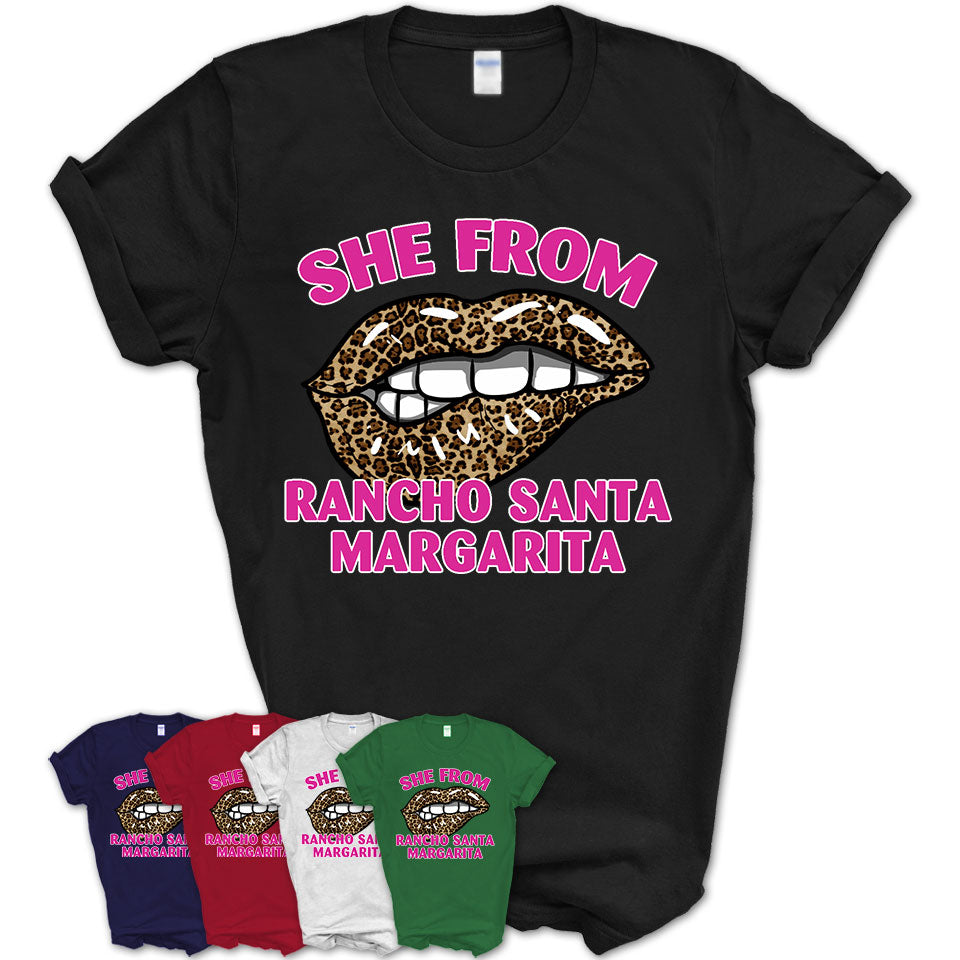 She From Rancho Santa Margarita California Gift Cheetah Leopard Sexy Lips Shirt