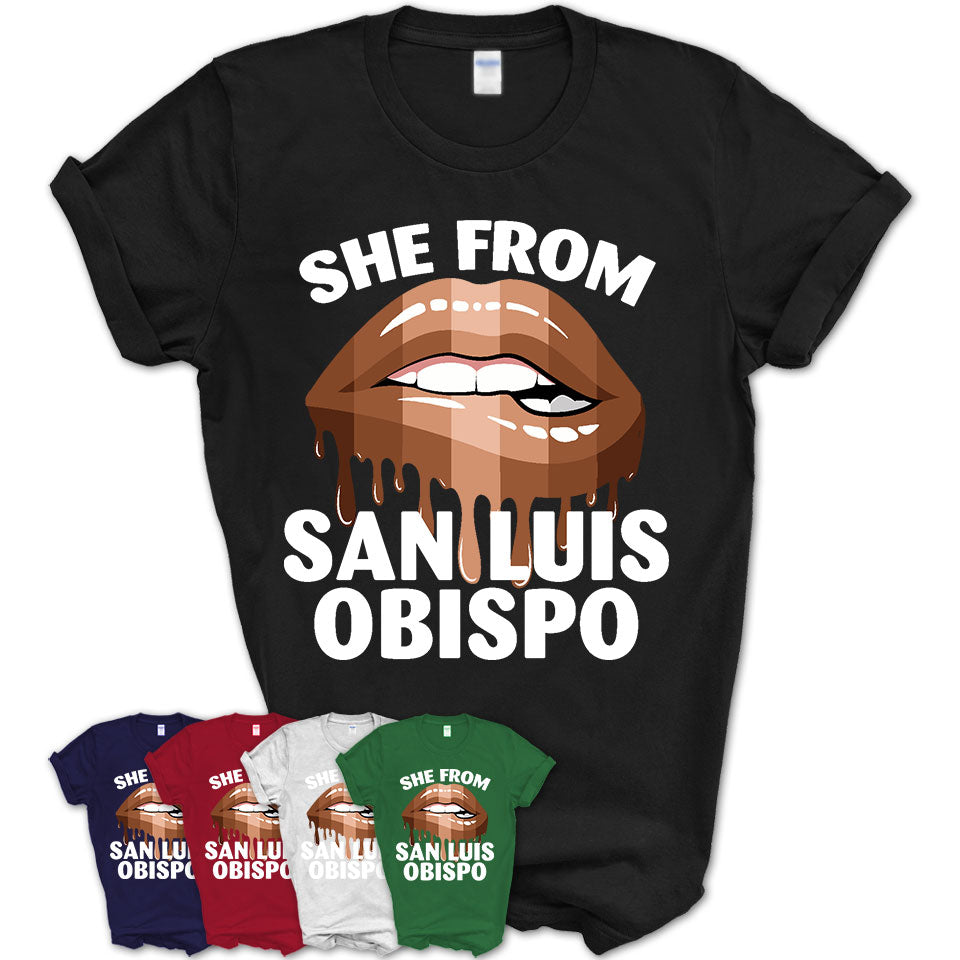 She From San Luis Obispo California T-Shirt Black Lives Matter Sexy Lips Girl Shirt