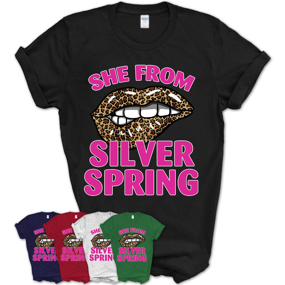 She From Silver Spring Maryland Gift Cheetah Leopard Sexy Lips Shirt