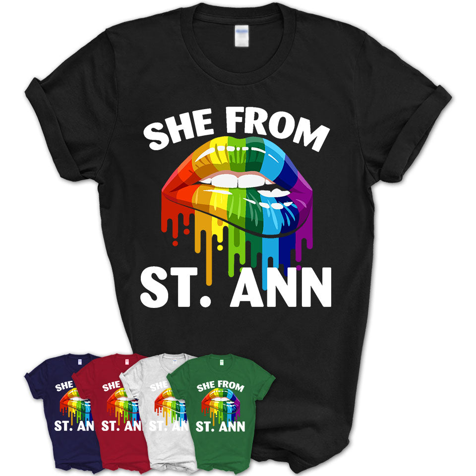 She From St. Ann Missouri T-Shirt LGBT Pride Sexy Lips Gift Shirt