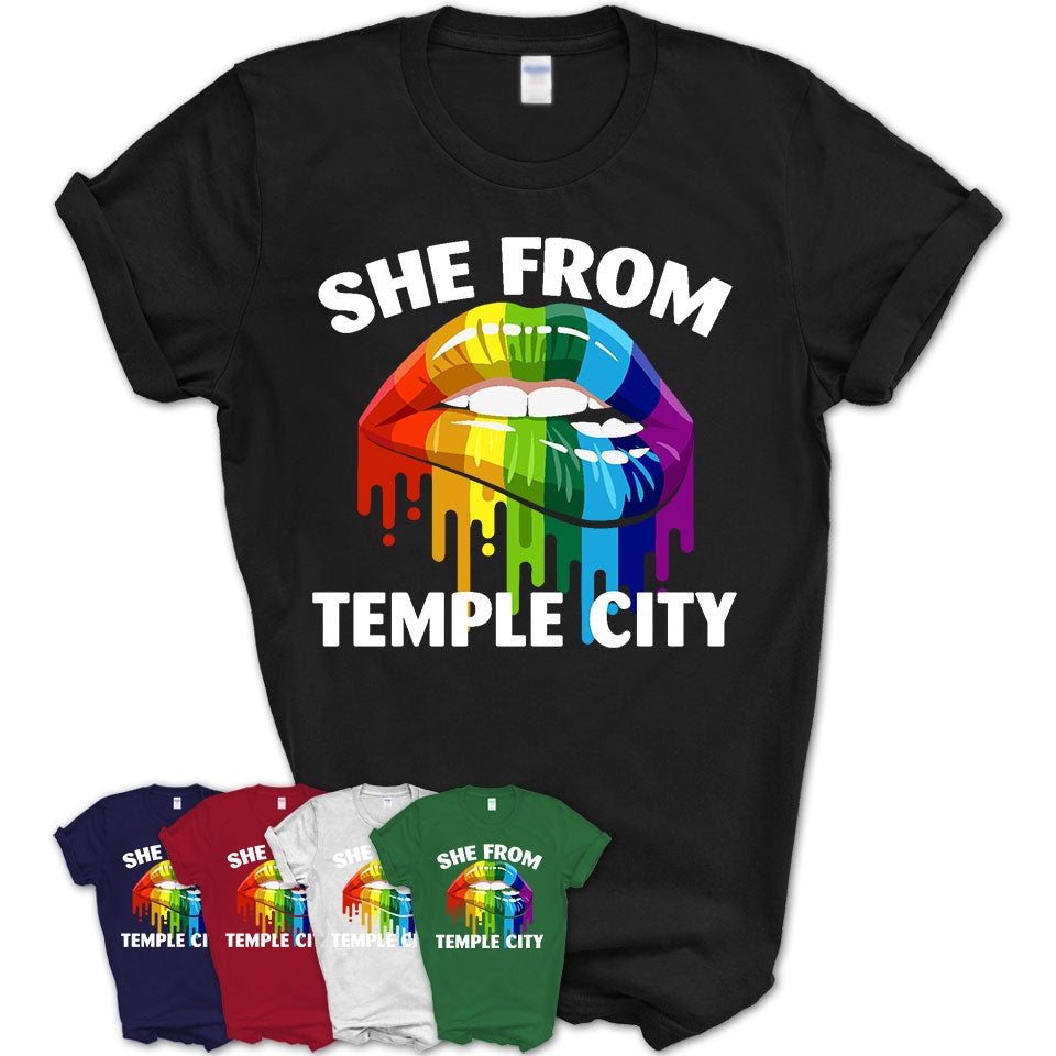 She From Temple City California T-Shirt LGBT Pride Sexy Lips Gift Shirt