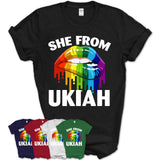 She From Ukiah California T-Shirt LGBT Pride Sexy Lips Gift Shirt