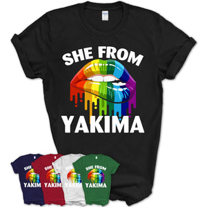 She From Yakima Washington T-Shirt LGBT Pride Sexy Lips Gift Shirt