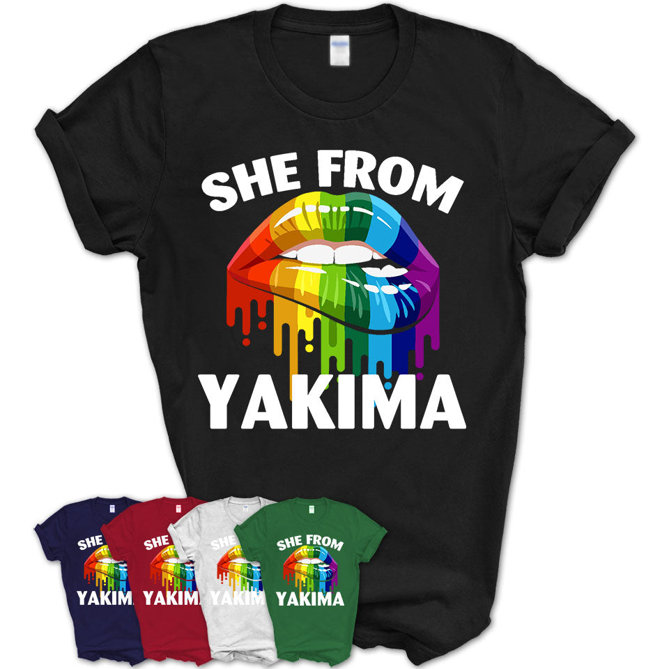 She From Yakima Washington T-Shirt LGBT Pride Sexy Lips Gift Shirt