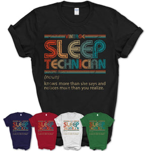 Sleep Technician Definition Vintage Retro Colors Shirt, Coworker Birthday Gift TShirt