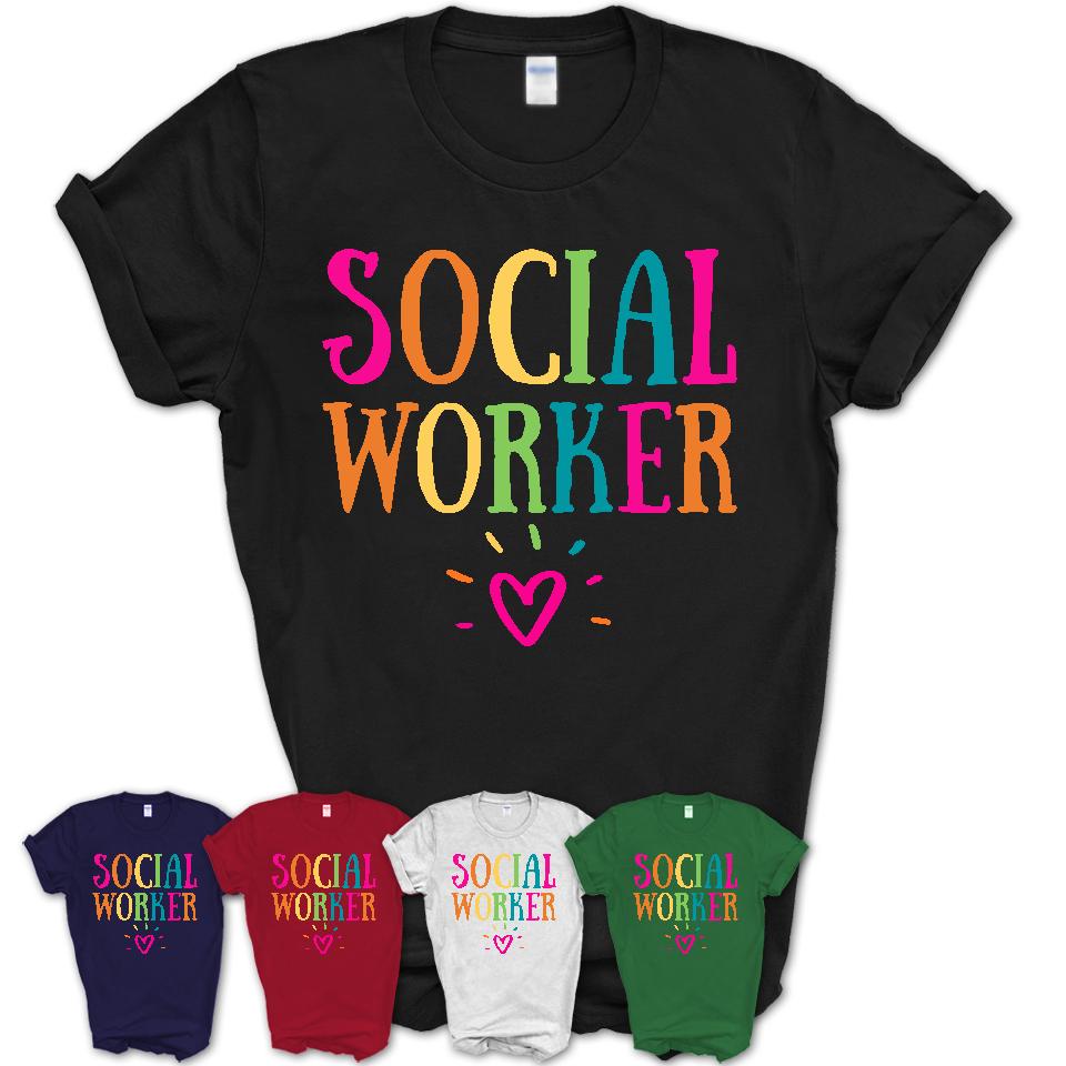 Social Worker Rainbow Lettering Heart Shirt, Employee Appreciation Gifts