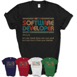 Software Developer Definition Vintage Retro Colors Shirt, Coworker Birthday Gift TShirt