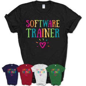 Software Trainer Rainbow Lettering Heart Shirt, Employee Appreciation Gifts