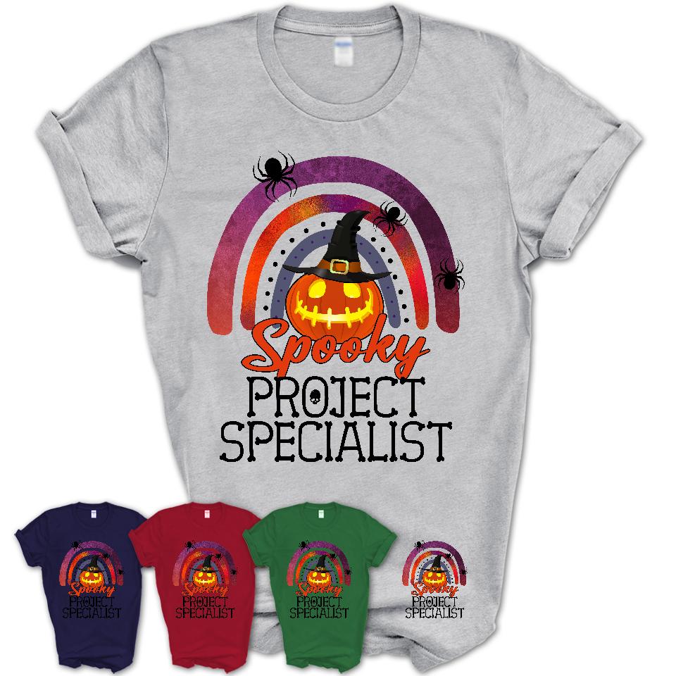 Spooky Project Specialist Shirt, Halloween Rainbow Shirt for Women, Funny Pumpkin Shirt for Project Specialist, Halloween Gift