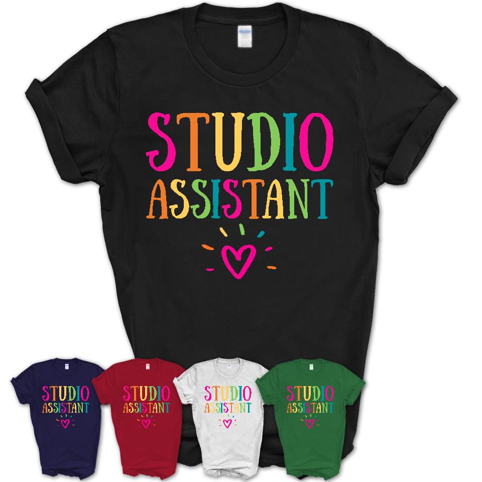 Studio Assistant Rainbow Lettering Heart Shirt, Employee Appreciation Gifts