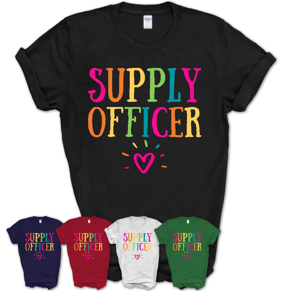 Supply Officer Rainbow Lettering Heart Shirt, Employee Appreciation Gifts