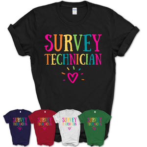 Survey Technician Rainbow Lettering Heart Shirt, Employee Appreciation Gifts