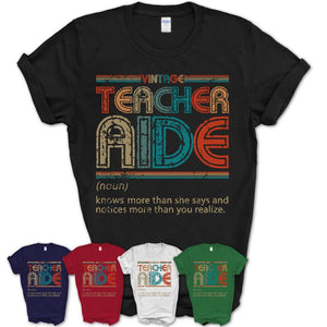 Teacher Aide Definition Vintage Retro Colors Shirt, Coworker Birthday Gift TShirt