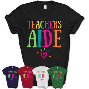 Teachers Aide Rainbow Lettering Heart Shirt, Employee Appreciation Gifts