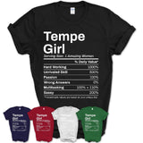 Tempe Girl Arizona Nutrition Facts Proud Vintage Sport Born Living City Home Roots USA Gift Women T-Shirt