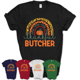 Thankful Butcher Shirt, Pumpkin Rainbow Sweater for Fall Lovers, Thanksgiving Gift for Butcher Women