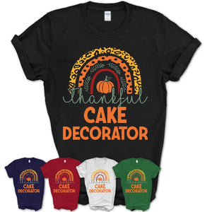 Thankful Cake Decorator Shirt, Pumpkin Rainbow Sweater for Fall Lovers, Thanksgiving Gift for Cake Decorator Women