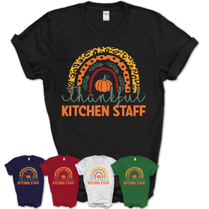 Thankful Kitchen Staff Shirt, Pumpkin Rainbow Sweater for Fall Lovers, Thanksgiving Gift for Kitchen Staff Women