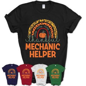 Thankful Mechanic Helper Shirt, Pumpkin Rainbow Sweater for Fall Lovers, Thanksgiving Gift for Mechanic Helper Women