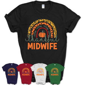 Thankful Midwife Shirt, Pumpkin Rainbow Sweater for Fall Lovers, Thanksgiving Gift for Midwife Women