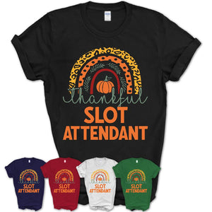 Thankful Slot Attendant Shirt, Pumpkin Rainbow Sweater for Fall Lovers, Thanksgiving Gift for Slot Attendant Women