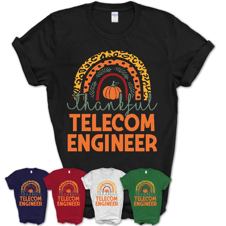 Thankful Telecom Engineer Shirt, Pumpkin Rainbow Sweater for Fall Lovers, Thanksgiving Gift for Telecom Engineer Women