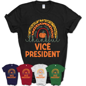 Thankful Vice President Shirt, Pumpkin Rainbow Sweater for Fall Lovers, Thanksgiving Gift for Vice President Women
