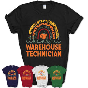 Thankful Warehouse Technician Shirt, Pumpkin Rainbow Sweater for Fall Lovers, Thanksgiving Gift for Warehouse Technician Women