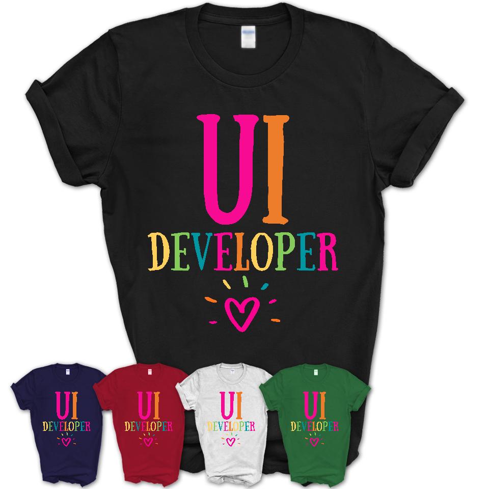 Ui Developer Rainbow Lettering Heart Shirt, Employee Appreciation Gifts