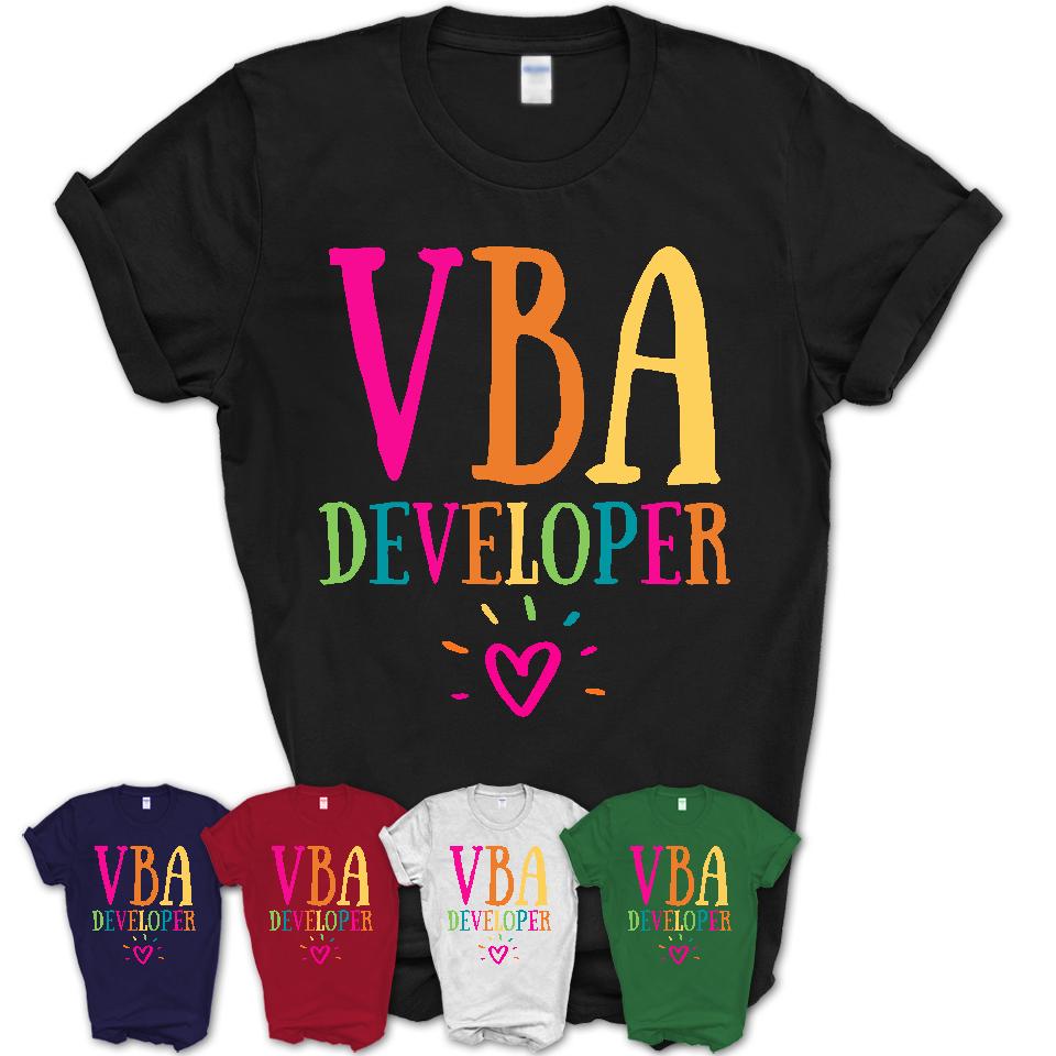 Vba Developer Rainbow Lettering Heart Shirt, Employee Appreciation Gifts