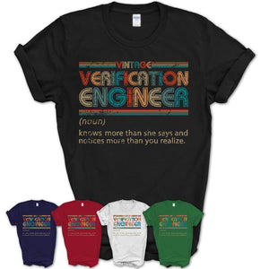 Verification Engineer Definition Vintage Retro Colors Shirt, Coworker Birthday Gift TShirt